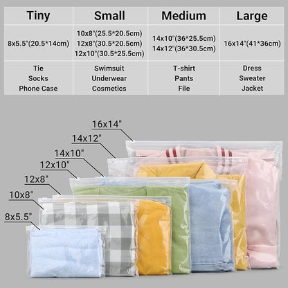 Clear Swimsuit Bags, Plastic Bags for Clothes, Bikini, Swimwear, Bathing Suit Storage, T Shirt Packaging, 12x8 inch, Pack of 50, 3 Mil with Vent Holes