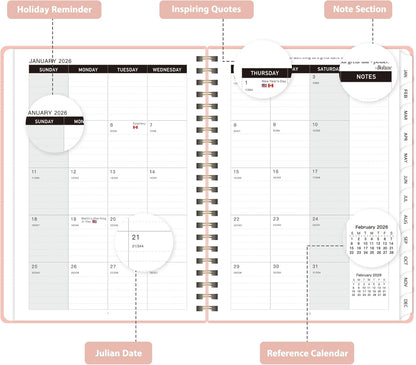 2026 Planner, Weekly and Monthly Calendar Academic Planner, Jan 2026 - Dec 2026, Planning Agenda Book for Desk Accessories and School Supplies - A5 (6.3'' x 8.5'')