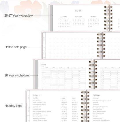 And Per Se 2026 Planner with Pattern, A4 Size-Daily, Weekly & 18-Monthly Leather Hardcover Planner, Daily Schedule, Monthly Tabs, 100 GSM Thick Paper(Botanical Floral)