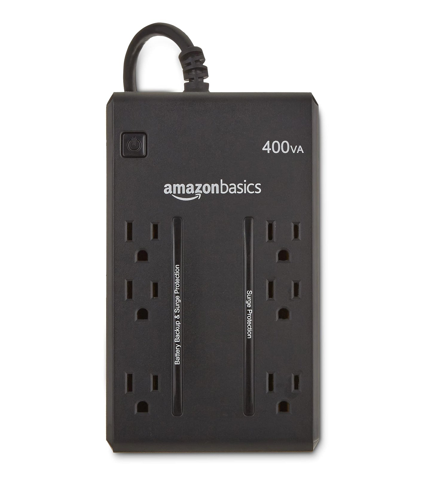 Amazon Basics UPS Battery Backup & Surge Protector 400VA/255W, 6 Outlets, Standby Uninterruptible Power Supply, for Power Outage Protection, Compact, Black