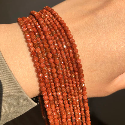 Song Xi 90pcs 4mm Natural Golden Sandstone Gemstone Beads Faceted Round Loose Stone Beads for Jewelry Making