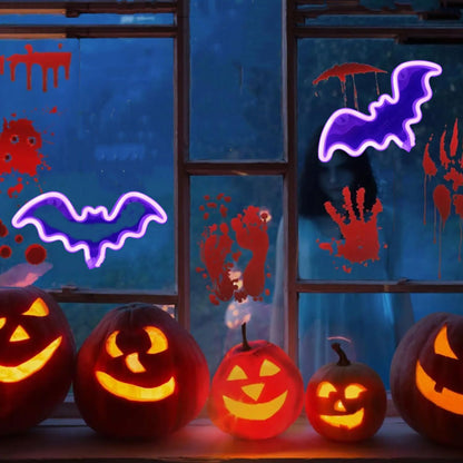 Bat Halloween Neon Signs for Bedroom Bedside Dorm Wall Decor,Neon Light up Halloween Decor LED Night Lights Table Ornaments for Christmas Party, Battery Powered Neon Bat Sign Kids Gifts(2Purple)
