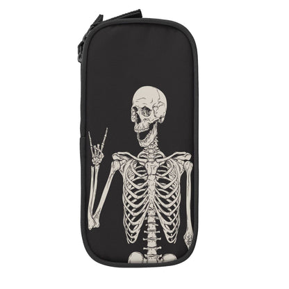YETTA YANG Halloween Skeleton Funny Skull Pencil Box Case for Pen Holders Office Supplies Big Capacity large