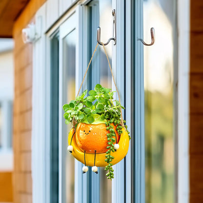Walasis Gardening Plant Gifts for Women: Cute Hanging Planter Gift for Plant Lovers Mother - Smiley Face Small Flower Pot for Succulent Cactus Spider
