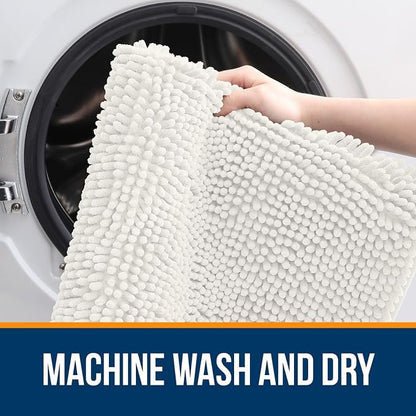 OLANLY Large Bathroom Rugs 50x30, Extra Soft Absorbent Chenille Bath Rugs, Rubber Backing Quick Dry, Machine Washable Bath Mats for Bathroom Floor, Tub and Shower, Home Decor Accessories, Ivory