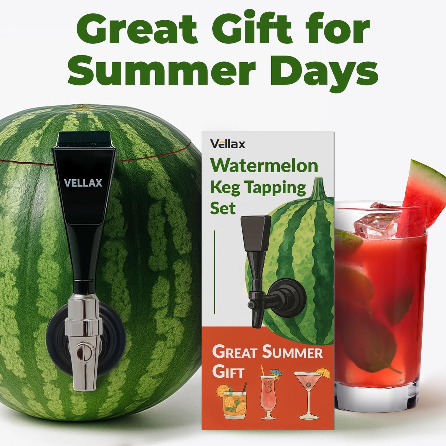Original Watermelon Tap Kit - Coring Tool & Spigot Set for Fruit Keg, Pumpkin or Melon Beverage Dispenser - Easy Party Punch Bar