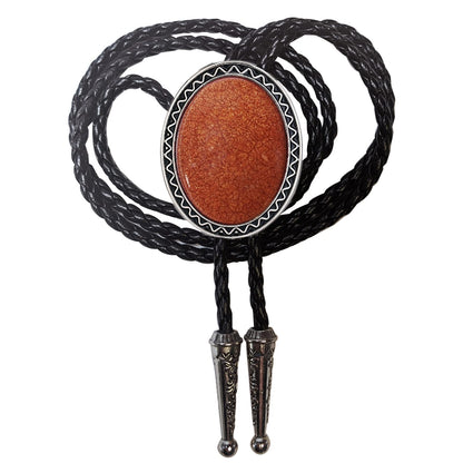 Himongoo Bolo Tie for Men & Women – Orange Coral Stone Western Necklace, Adjustable Cowboy Wedding Jewelry
