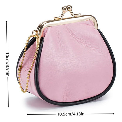 Coin Purse Wallet with Kiss-Lock, Small Coin Purse For Women, Leather Change Purse Kiss-Lock, New Vintage Literary Women's Coin Purse Leather