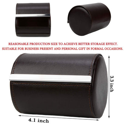 Iristide Neck Tie Box Formal Cylinder Men's Classy Necktie Travel Storage Case (Brown)