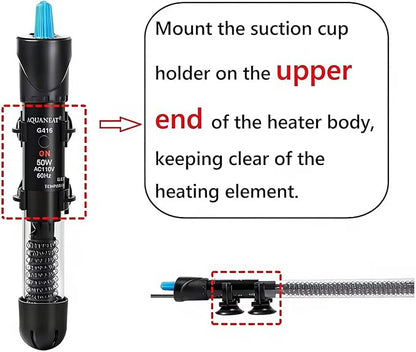 AQUANEAT Aquarium Heater, 100W Fish Tank Heater, Adjustable Submersible Water Thermostat with Digital Thermometer