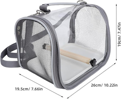Small Bird Travel Cage Carrier Portable Parrot Carrier Bag with Breathable Mesh Small Gray Travel Cage for Budgie Conure Outdoor Transport