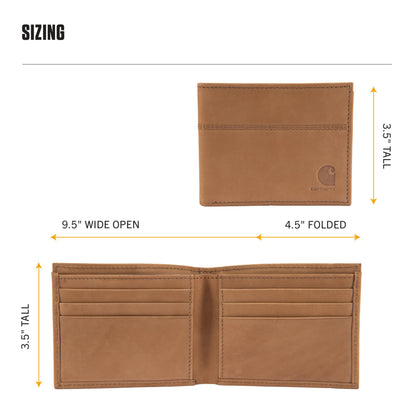 Carhartt Men’s Full Grain Saddle Leather Wallets, RFID Blocking Bifold, Trifold, and Front Pocket Options, Gifts for Men