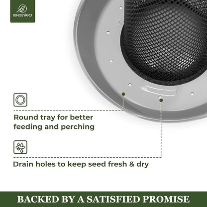 Kingsyard Finch Feeders for Outdoors Hanging, Metal Mesh Tube Bird Feeder for Nyjer/Thistle Seed, 2.5 lbs Large Capacity (Grey)
