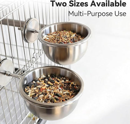 AOTU Dog Bowls Water Bowl for Dog Crate Cat Bowls Stainless Steel Food or Water Bowl with Clamp Holder No-Fall Design, Rust-Resistant, for Dogs, Cats, Hamster, Parrot, Bunny Small Animal Water Bowl