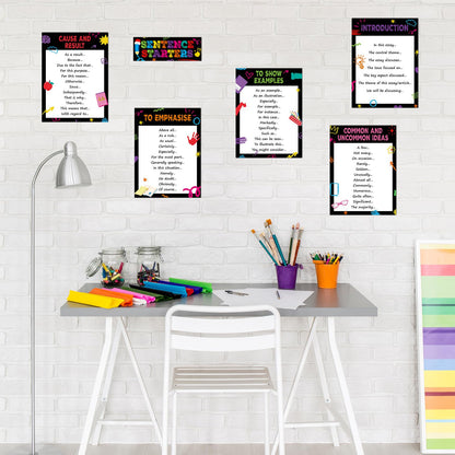 Dunzoom 9 Pieces Sentence Starters Posters Descriptive Vocabulary Classroom Educational Posters English Grammar Chart Bulletin Board Decoration for Middle High School Classroom (Bulletin Board Style)