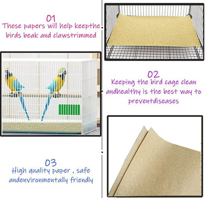 40PCS Gravel Liner Paper for Bird Cage,11x17 In Bird cage Liner Paper-Gravel Paper Special for Bird Cage in Sea Sand,Parrot Cage Sandpapers Cushion Pad Pet Bedding Accessories (40PCS 11 x 17 Inch)