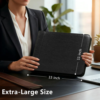 Toplive Zippered 7 Ring Business Checkbook Binder Extra-Large, 2Pack 7-Hole Pouch, 600 Checks Capacity, PU Leather Check Book Binder Cover with Multi-Pocket Design for Office & Business Use, Black