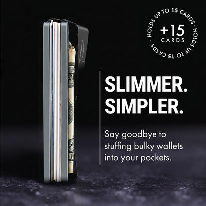 Mountain Voyage Co Minimalist Wallet for Men & Women - Slim RFID Wallet, Scratch Resistant, Credit Card Holder & Money Clip, Easily Removable Money & Cards, (Matte Grey)