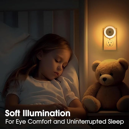 Briignite LED Baby Night Lights Plug into Wall [4Pack], Nightlight with Light Sensors for Kids Room, Bathroom Stair Lights, Hallway Light, Warm White