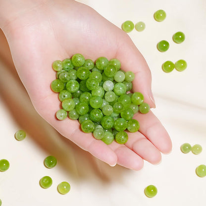 8mm Natural Green Peridot Gemstone Beads Polished Round Smooth Stone Beads for Bracelets Jewelry Making 15inch Loose Beads
