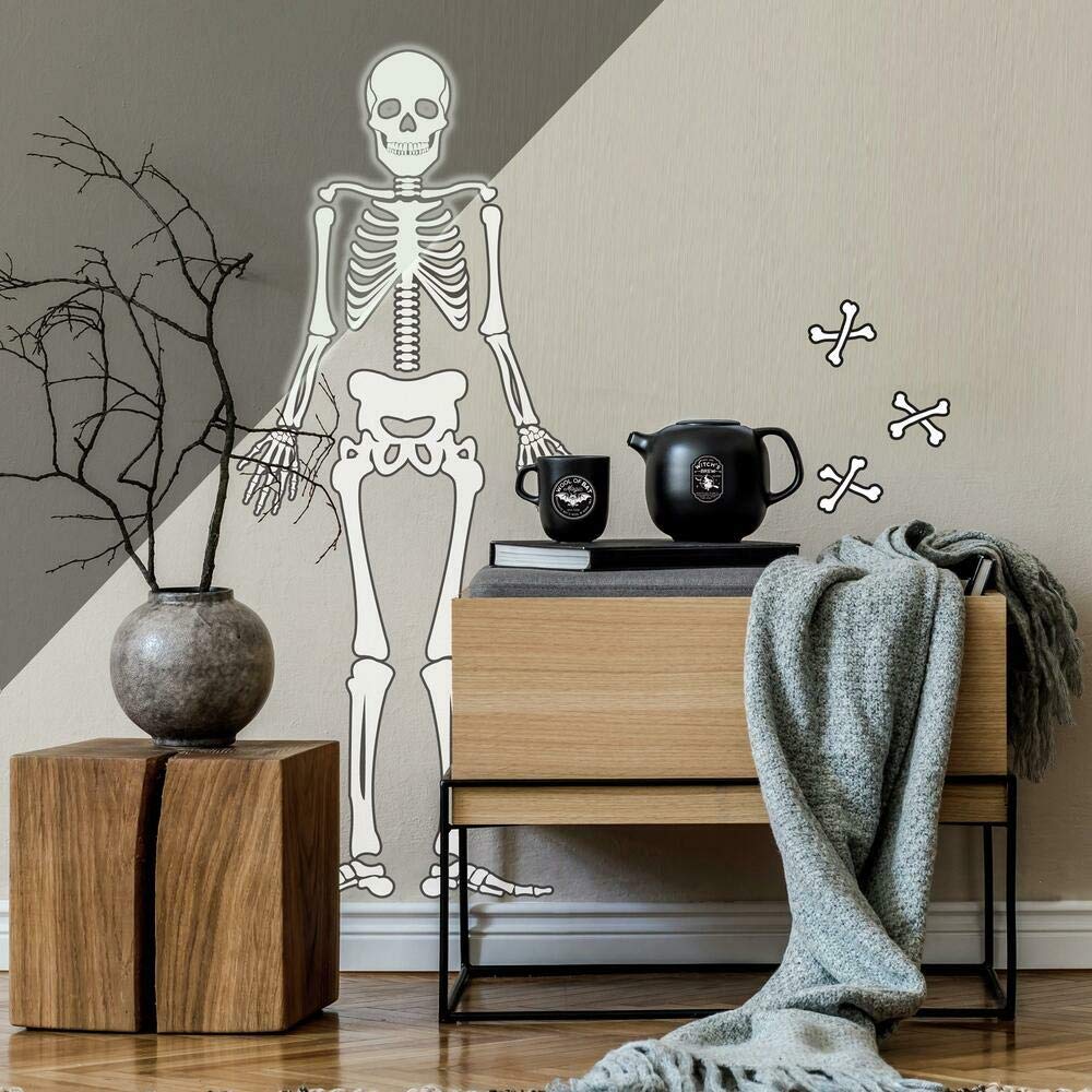 RoomMates RMK4689GM Halloween Skeleton Glow In The Dark Giant Peel and Stick Wall Decals
