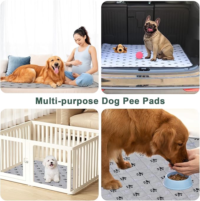 JERIA 2 Pack 72"x 72" Waterproof Non Slip Wee pad，Reusable Washable Pee Pads for Dogs，Absorbent and Leakproof Training Mats for Potty, Bed, Sofa, Potty Training