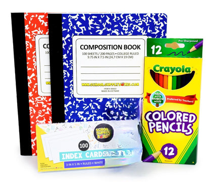 School Supply Boxes | Secondary School Bundle (1 Box) | Back to School Essentials Kit for Students & Teachers | Includes 1" Binders, College-Ruled Notebooks, College-Ruled Filler Paper, & More