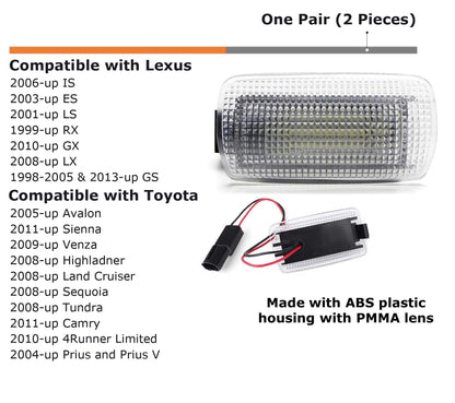 iJDMTOY LED Side Door Courtesy Light Assy, Red LED, Compatible with Lexus & Toyota Models, Dark Red Lens