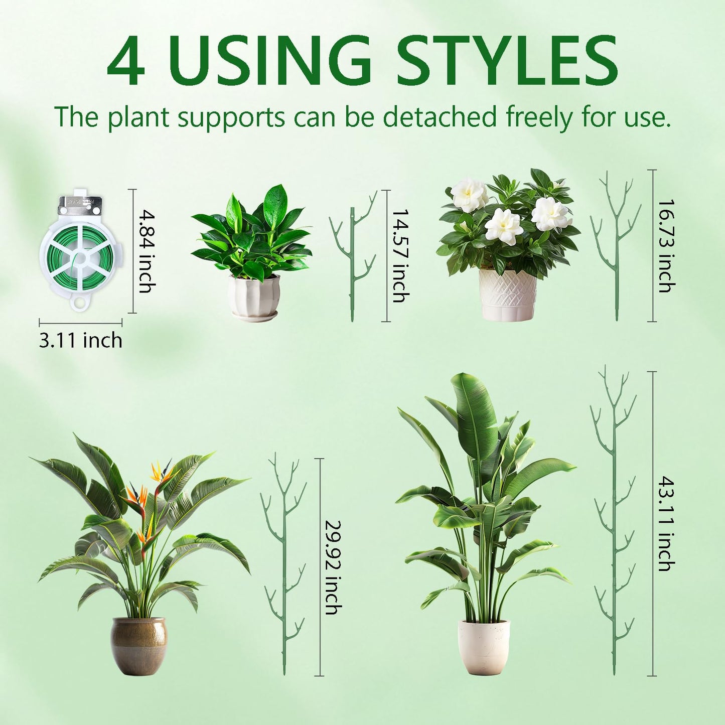 Obralitic 10 Pack Stackable Plant Support Stakes, Versatile Garden Trellis for Climbing & Vining Plants, Sturdy Reusable Plant Poles for Indoor & Outdoor Potted Plants, Monstera, Pothos, Philodendron