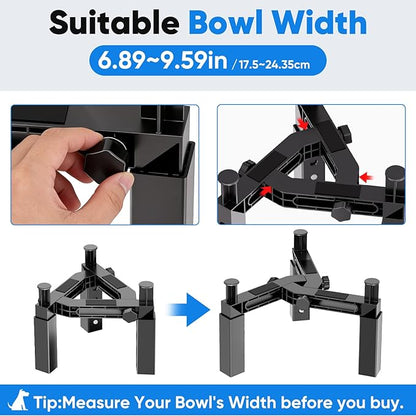 Aystkniet Dog Bowl Stand with Adjustable Height & Width, Anti-Slip Elevated Food Water Bowl Holder for Large Medium Small Dogs, Durable Raised Dog Feeder for Lifted Feeding, 2 Pack (Without Bowls)