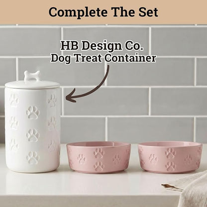 Ceramic Dog Bowl Set of 2 with Anti-Skid Base - 5.5" Wide x 2" Tall Ceramic Dog Bowls for Small Dogs - 2 Cup Capacity Food and Water Bowls for Dogs - Rubber Bottom Pet Bowl Set of 2 for Small Pets