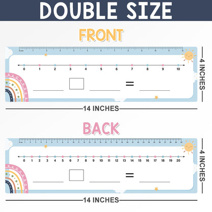 26 Pack Boho Number Line Dry Erase Boards Cards, 14"x4", Double-Sided, 0-10 on One Side & 0-20 on Other Side, Math Manipulatives for Student, Education Classroom Must Haves