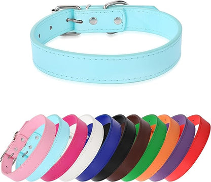 Light Blue Soft Leather Dog Collar for Small,Medium, Large Dog, Comfortable and Adjustable(Wide: 0.95'' for Dog's Neck: 13''~18'', Light Blue, L)