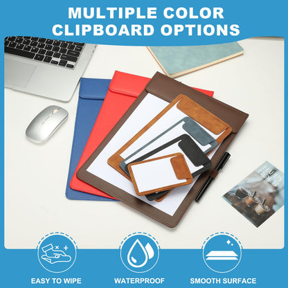 uxcell 2 Pack Mini Clipboard, 6" x 4" Leather Small Clipboard with Pen Holder, A7 Size Magnetic Writing Clip Boards for Business, Office,Restaurant and Hotel (Brown)