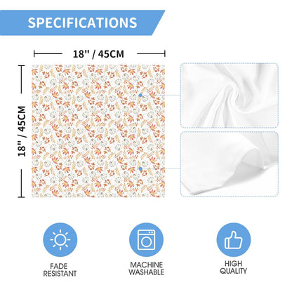 Horaldaily Fall Cloth Napkins 18 x 18 Inch, Thanksgiving Autumn Harvest White Pumpkin Orange Leaf Party Dinner Decoration Washable Napkins Set of 6