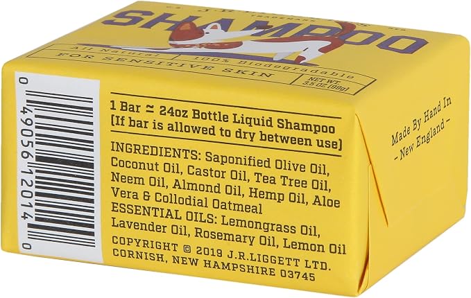 J.R.LIGGETT'S Dog Shampoo Bar, Natural Cleansing Bar for Dogs with Sensitive Skin, Hypoallergenic Canine Formula Gently Deep Cleans and Relieves Dry and Itchy Skin, Detergent-Free, 3.5 oz