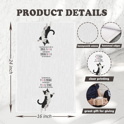 Chicimln Funny Tuxedo Cat Kitchen Towels, Tuxedo Cat Gifts Decorative Hand Towels, Gifts for Cats Lovers Dish Tea Towel Drying Cloth for Kitchen Decor,16x24 Inch,Set of 2