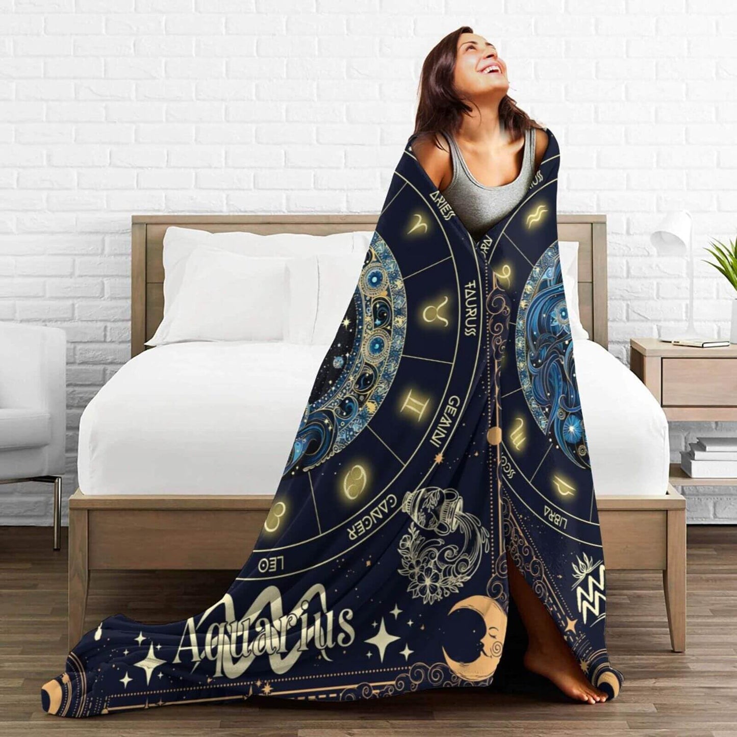 Homieblanket Aquarius Zodiac Blanket for Boys Girls, Secret Astrology Themed Design Printed Throw Blankets for Kids Lap, Chair Sofa, Soft Fleece Cozy Blanket, 40"x 50"