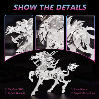 3D Metal Puzzles,3D Metal Puzzle for Adults,Mechanical Model Kit Flaming Kirin,Steel 3D Puzzles Stainless Steel Ornaments for Adults Home Decor Art Craft Gifts Toys.