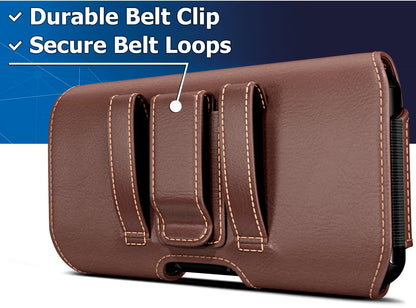 DeBin Holster for iPhone 17 17 Pro 16 Pro 16e 15 15Pro 14 13 12 11 Xs 10 X XR – Cell Phone Belt Holder Case with Clip for Men Women Pouch (Fits Protective Cover on) Brown
