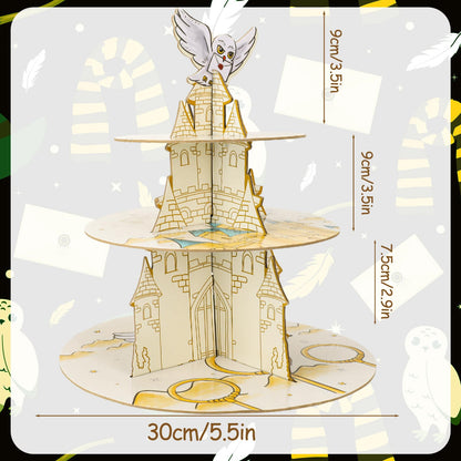 XEFINAL 3-Tier Magical Cupcake Stand - Wizard Birthday & Halloween Party Cake Stand - Gift for Magical Lovers (Birthday Styles)
