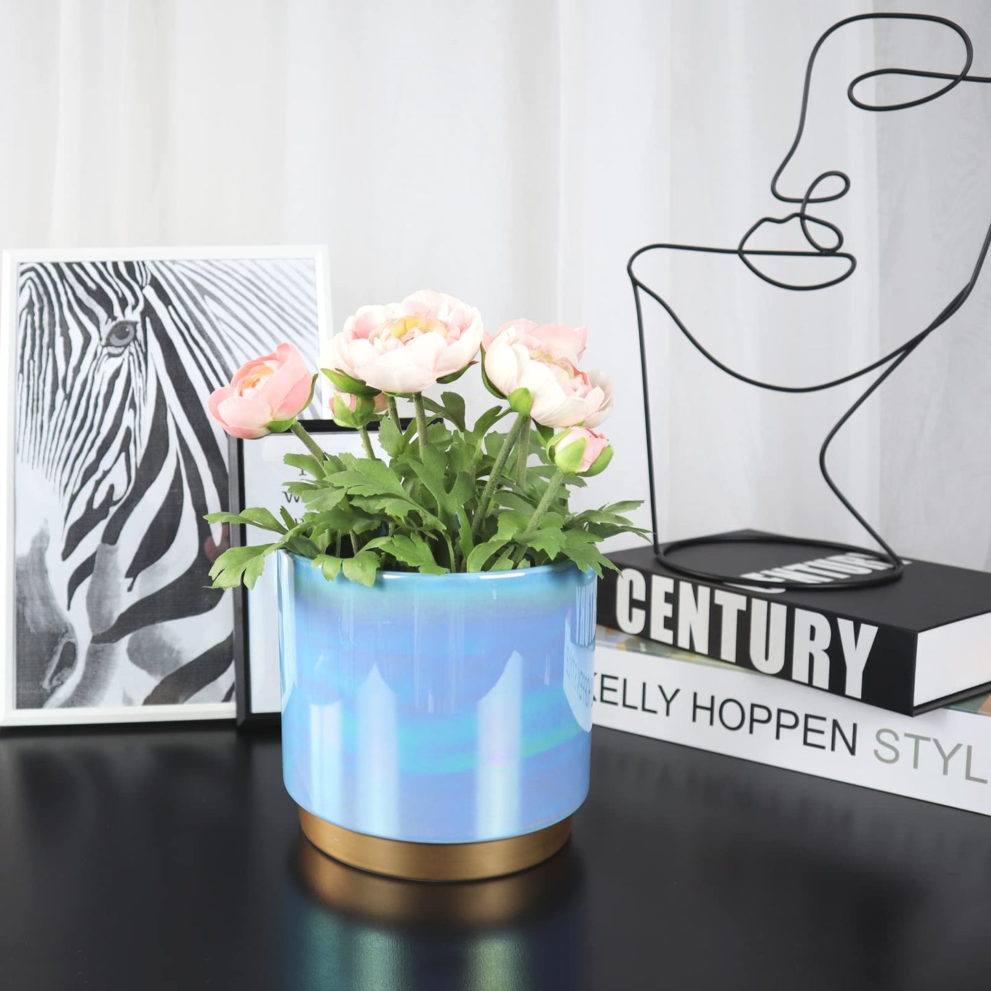 Gepege Ceramic Pots for Plants, Rainbow Pearl Glaze Planter with Drainage Hole, 6.0 inch+5.0 Inch+4.0 Inch. Indoor-Outdoor Large Round Succulent Orchid Flower Pot