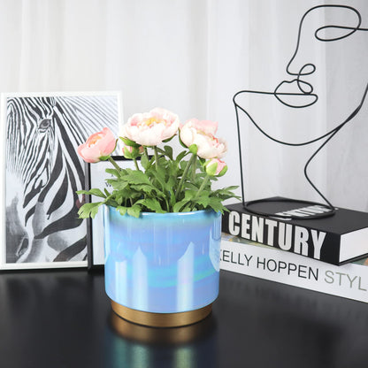 Gepege Ceramic Pots for Plants, Rainbow Pearl Glaze Planter with Drainage Hole, 6.0 inch+5.0 Inch+4.0 Inch. Indoor-Outdoor Large Round Succulent Orchid Flower Pot