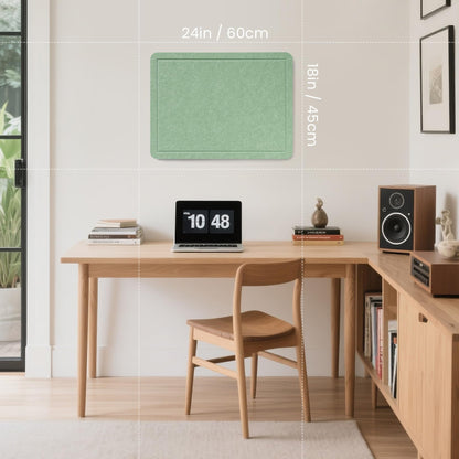 Lightomorrow Bulletin Board, 24 x 18 Inches Cork Board Alternative Decorative Felt Pin Board with Safe Removable Adhesives & 25 Push Pins for Home Office Classroom Walls-Sage Green