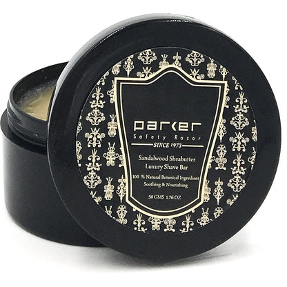 Parker Travel Shave Kit – Premium Buffalo Leather Travel Bag, Portable Safety Razor with 5 Blades, Pure Badger Lathering Brush & Sandalwood Shea Butter Soap