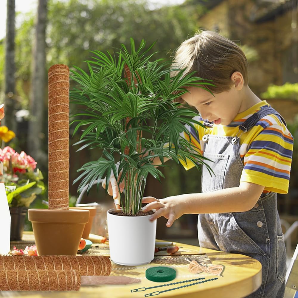 Moss Pole Monstera Plant Support: 4 Pack 16 inch Stackable Coco Coir Moss Totem Stake Tall Plants Rod Stand Grow Stick Moss Holder for House Live Plant,Indoor Climbing Potted,Vine,Pothos,Philodendron