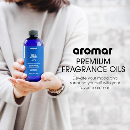 AROMAR Premium Fragrance Oil, Long-Lasting, Refreshing Uplifting Aroma for Aromatherapy, Relaxation & Household Uses. Assorted Scents 8oz (Egyptian Musk, Channel #5, Cool Waters, Lavender Fields)