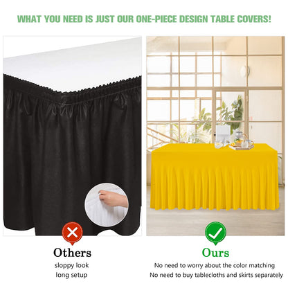 Jieqier Yellow Spandex Table Cover 6FT, Stretch Table Cloths with Skirts for Rectangle Tables, Wrinkle Resistant Stretchable Tablecloth for Baby Shower, Weddings, Parties, Vendors