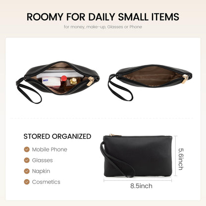 LOVEVOOK Work Tote Bags for Women - PU Leather Laptop Tote Bag for Women with Clutch, Large Capacity Office Purse Computer Briefcase for Casual Business Travel, Black