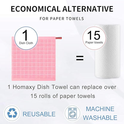 Homaxy 100% Cotton Terry Kitchen Dish Cloths, Ultra Soft and Absorbent Dish